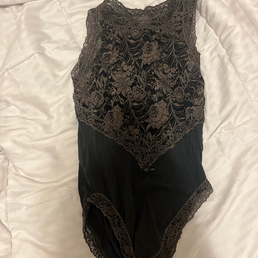 Black and Brown Lace Bodysuit